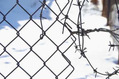 Old barbed wire and metal lattice clipart