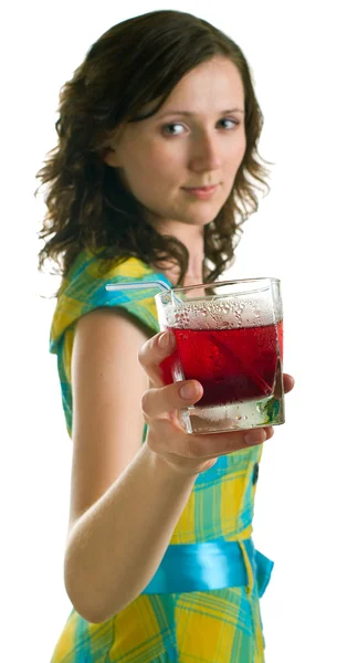 Κορίτσι με ένα ποτήρι κοκτέιλ — Φωτογραφία Αρχείου