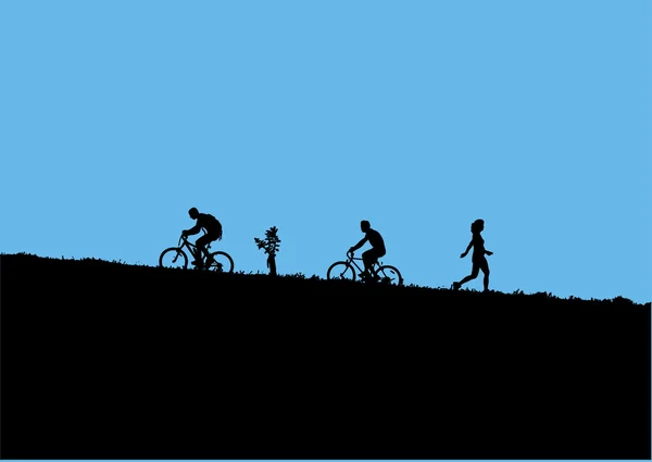 Dağ bisikletçileri — Stok Vektör