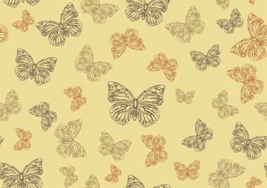 Funky hand-drawn butterflies clipart