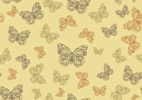 Funky rysowane ręcznie motyle — Zdjęcie stockowe