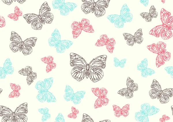 Funky-ručně tažené motýli — Stock fotografie