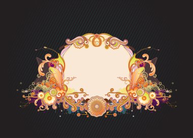 Retro floral frame clipart