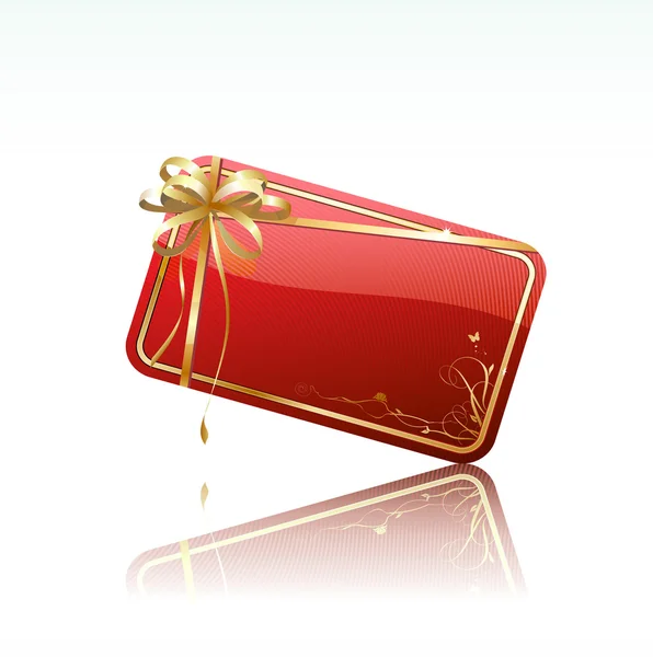 Kırmızı dekore edilmiş hediye kartı — Stok fotoğraf