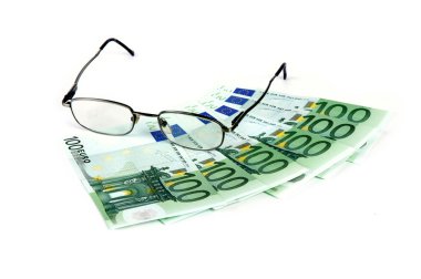 Glasses with bonds of euro clipart