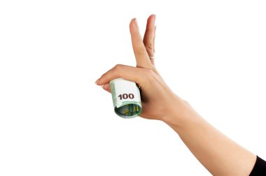 Hand with euro bond clipart