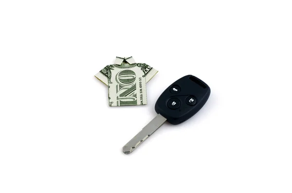 Bir dolar ve araba anahtarı — Stok fotoğraf