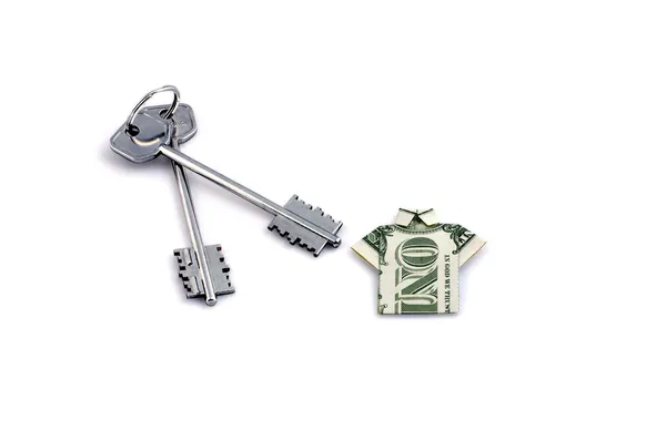 Haza kulcsok & dollár — Stock Fotó