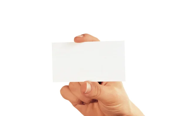 Рука с чистым белым квадратом — стоковое фото