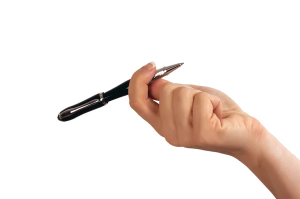 Hand mit schwarzem Stift — Stockfoto