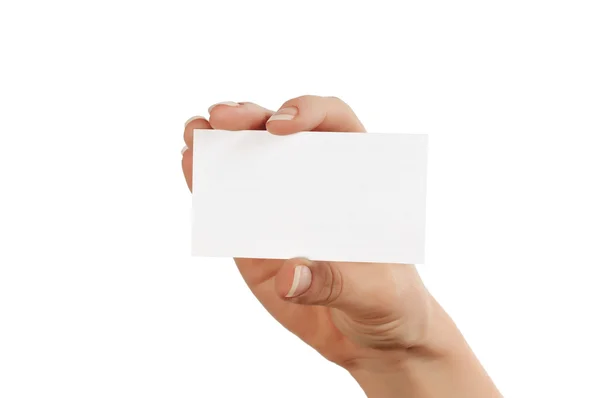 Hand with blank white square — Stock Photo, Image
