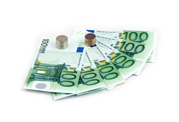 Monete russe su alcune centinaia di euro . — Foto Stock
