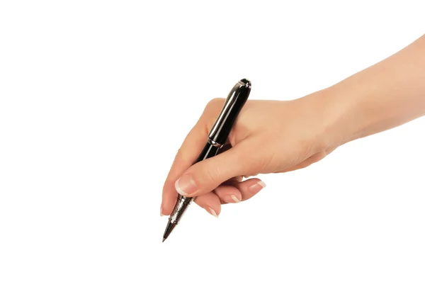 Рука з чорною ручкою — стокове фото
