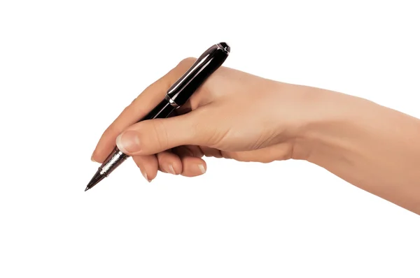 Hand whith black pen — Stock Photo, Image