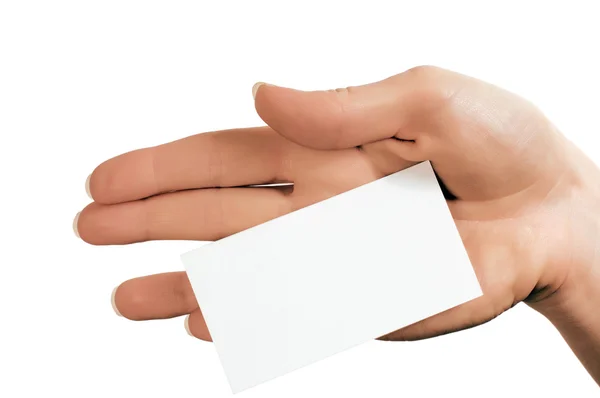 Hand with blank white square Stock Image