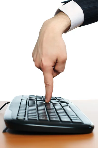 Рука с клавиатурой — стоковое фото