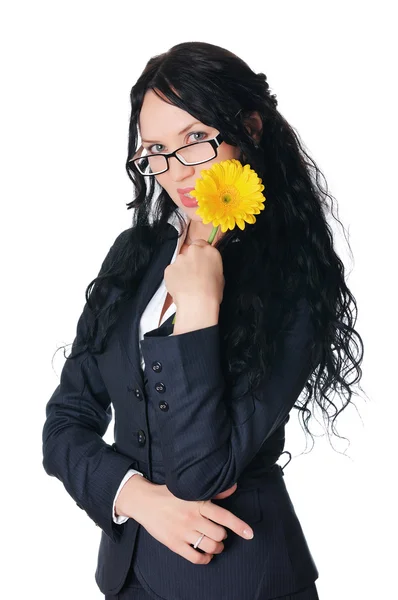 Joven mujer de negocios con encanto en vestido oscuro —  Fotos de Stock