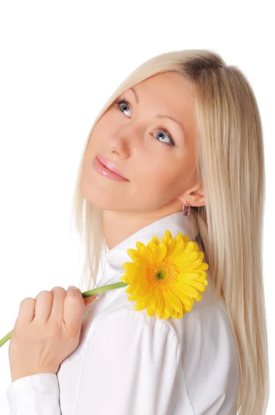 Young charming blonde in a white shirt — Stock Photo, Image