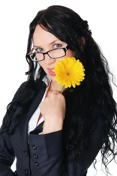 若い魅力的なビジネス女性暗いドレス — ストック写真