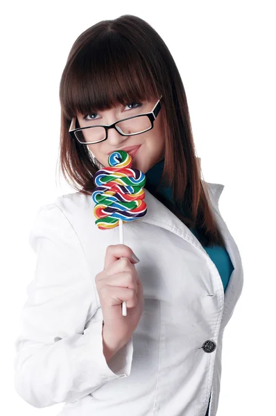 Young charming girl with candy — Stock Photo, Image