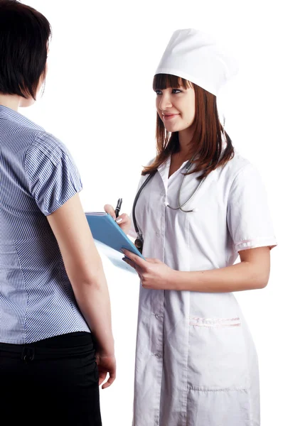 The young charming staff nurse with patient — Stock Photo, Image