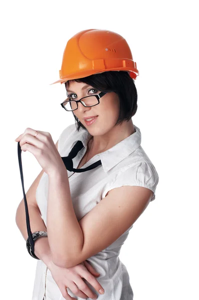 Charming girl the builder — Stock Photo, Image