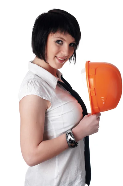Charming girl the builder — Stock Photo, Image