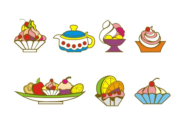Иконки десертных тортов — стоковый вектор