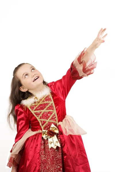 Menina feliz olhando para algo — Fotografia de Stock