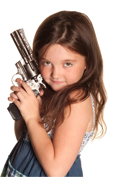 Meisje met een pistool Rechtenvrije Stockafbeeldingen