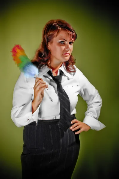 Housemaid woman with tie — Stock Photo, Image