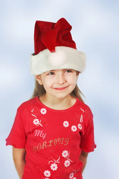 Girl in red santa — Stock Photo, Image