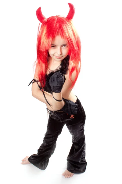 Devil girl. Devils carnival costume. — Stock Photo, Image