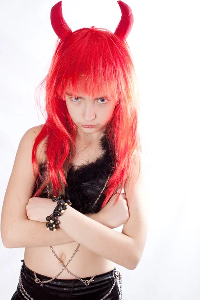 stock image Red hair devil girl