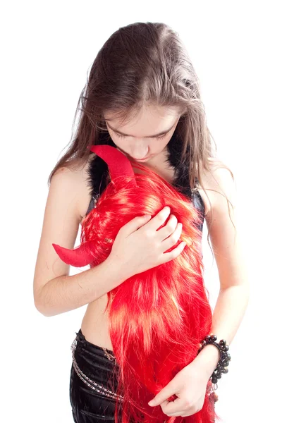 소녀와 빨간 머리 — 스톡 사진