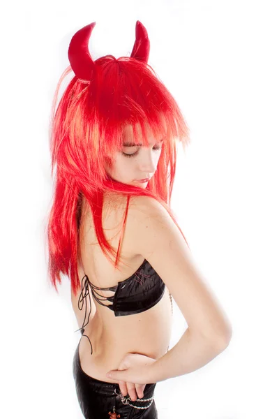 Κόκκινα μαλλιά κορίτσι διάβολος Εικόνα Αρχείου