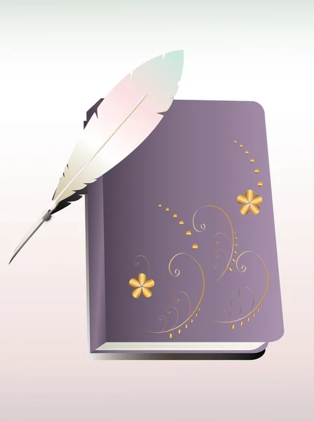 The book and feather. — Stock Vector