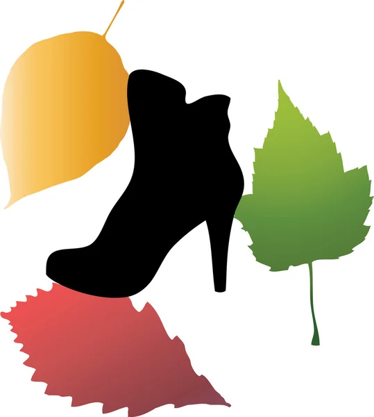Sapatos e folhas de outono . — Vetor de Stock