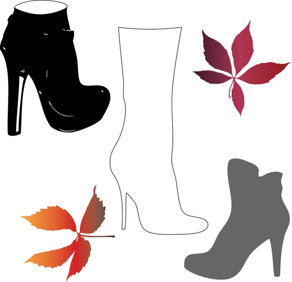 Autunno scarpe e foglie . — Vettoriale Stock