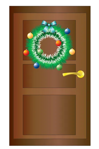 ドアのクリスマスリース. — ストックベクタ
