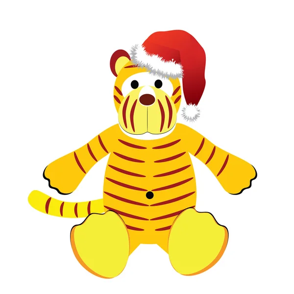 Tigre de chapéu de Natal — Vetor de Stock