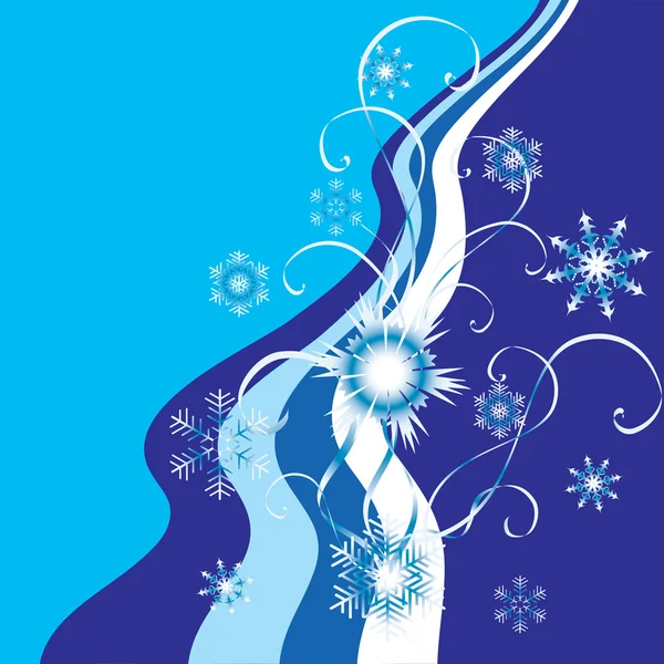 Νιφάδες χιονιού και μπλε κορδέλες. — Διανυσματικό Αρχείο