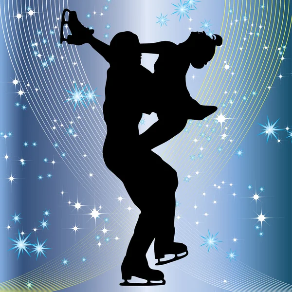 Une paire de danseurs sur la glace . — Image vectorielle