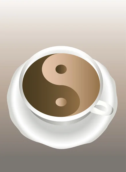 Yin Yang. Una taza de café. . — Vector de stock