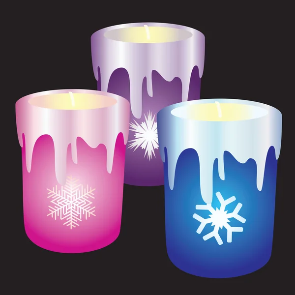 Three Christmas candles. — Stock Vector