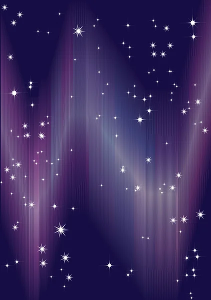 Background with aurora and stars. — Stock Vector