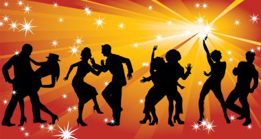 Four silhouettes of dancing couples. clipart