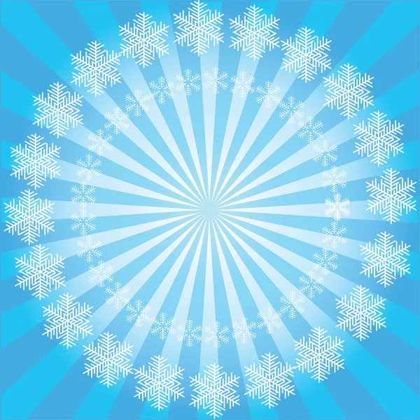 Flocons de neige sur le rayonnement de fond — Image vectorielle