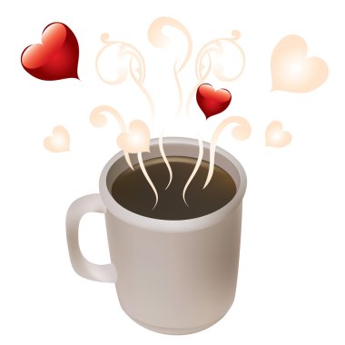 bir fincan kahve ve kalp.