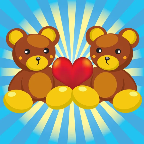Teddy beer met een hart — Stockvector